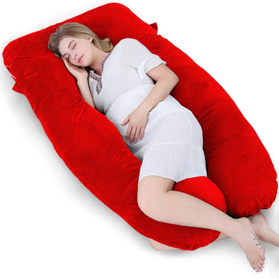 THUKRAN Microfibre Solid Pregnancy Pillow Pack of 1(Red)