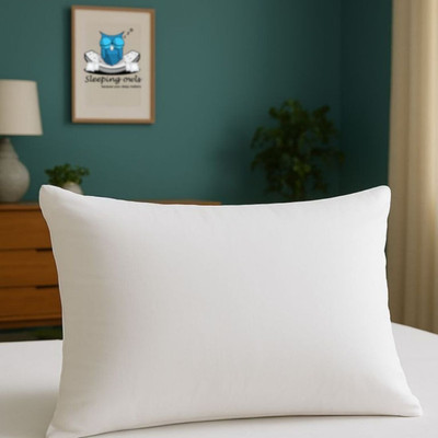 SLEEPING OWLS Microfibre Solid Sleeping Pillow Pack of 1(White)