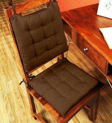 Softlife Microfibre Solid Chair Pad Pack of 2(Brown)