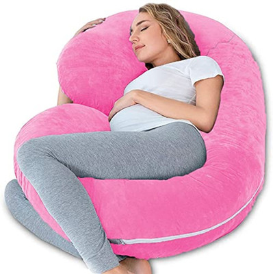 Mojo C shape solid pregnancy pillow Microfibre Solid Pregnancy Pillow Pack of 1(Pink C)