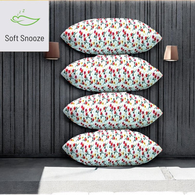 SOFT SNOOZE Microfibre Sleeping Pillow Pack of 4 Floral LUXURY(White)