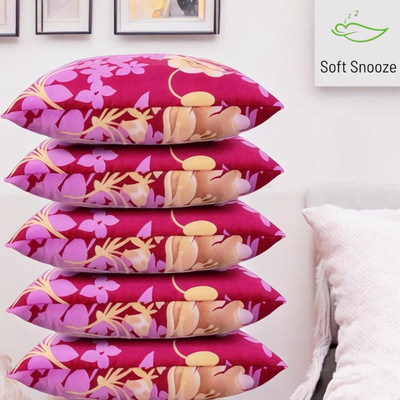 SOFT SNOOZE Ultra Soft Luxury Microfibre Floral Sleeping Pillow Pack of 5(Pink)