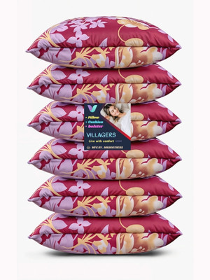 VILLAGERS LUXURY Polyester Fibre Abstract Sleeping Pillow Pack of 6(Pink)