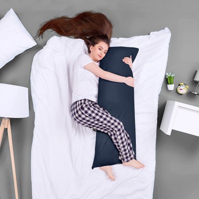 Heaven Luxurious Luxury Full Body Support Sleeping Hug Long Pillow with Zipper Washable Cover Polyester Fibre Nature Body Pillow Pack of 1(Navy Blue)