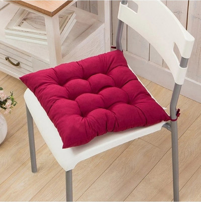 THM Royal Microfibre Solid Chair Pad Pack of 1(Red)