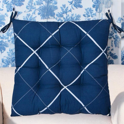 SOFT SNOOZE Soft Luxury Microfibre Solid Chair Pad Pack of 2(Blue)