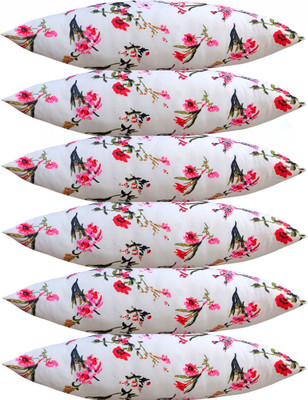 ACTOS Microfibre Floral Sleeping Pillow Pack of 6(White)