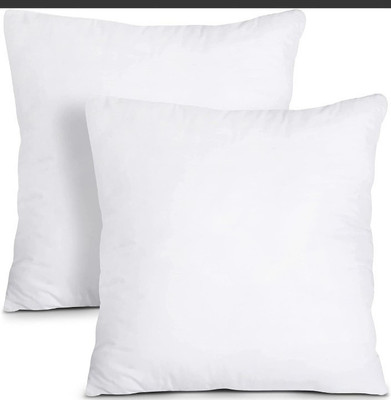 GREAT FOAM Polyester Fibre Solid Cushion Pack of 2(White)