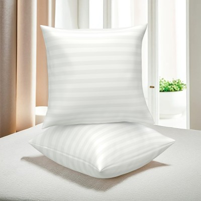 KUBER INDUSTRIES Microfibre Stripes Cushion Pack of 2(White)