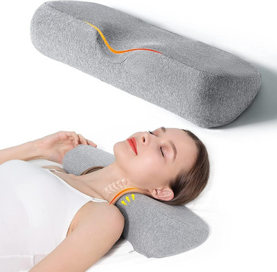 Catron Contour Memory Foam Pillow Ergonomic Cervical Sleeping Pillows with Breathable Polyester Fibre Geometric Orthopaedic Pillow Pack of 1(Grey)