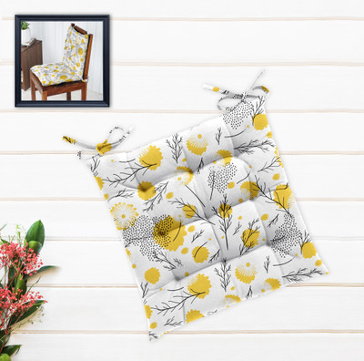 OASIS Polyester Fibre Nature Chair Pad Pack of 1(Yellow)