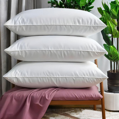 EIRINI Microfibre Sleeping Pillow Pack of 3 Solid LUXURY(White)