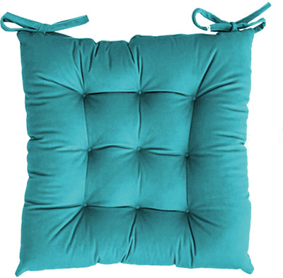 Cashmera Cotton Chair Pad Pack of 1 Solid(Sky Blue)