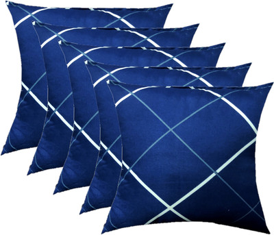 Swikon star Microfibre Geometric Cushion Pack of 5(Blue)