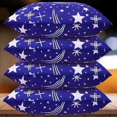 STOMIA STOMIA Polyester Fibre Abstract Sleeping Pillow Pack of 4(Blue)