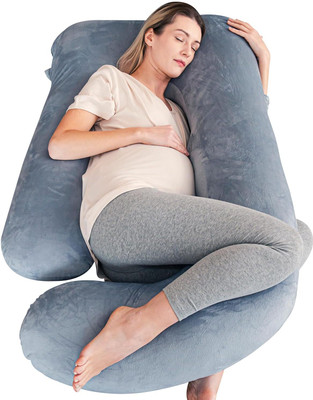 OZLY ultra soft j shaped pillow Microfibre, Polyester Fibre Solid Pregnancy Pillow Pack of 1(Grey)
