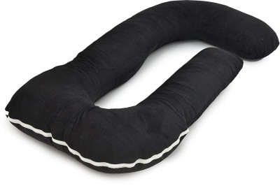 ANVANSA ultra soft j shaped pillow Microfibre, Polyester Fibre Solid Pregnancy Pillow Pack of 1(Black)