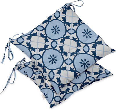 Vargottam Polyester Fibre Geometric Chair Pad Pack of 2(Light Blue)