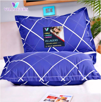 VILLAGERS LUXURY Polyester Fibre Abstract Sleeping Pillow Pack of 2(Blue)