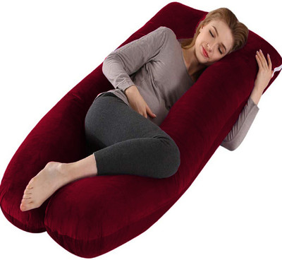 Daddy Cool Microfibre Solid Pregnancy Pillow Pack of 1(Maroon)