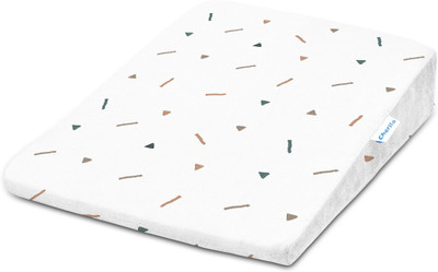 Cherilo Standard Elevated Wedge Pillow for Baby Crib & Mattress, Memory Foam Geometric Baby Pillow Pack of 1(White Fancy Triangles)