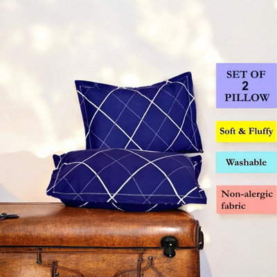 Cozy Palace Microfibre Solid Sleeping Pillow Pack of 2(Blue)