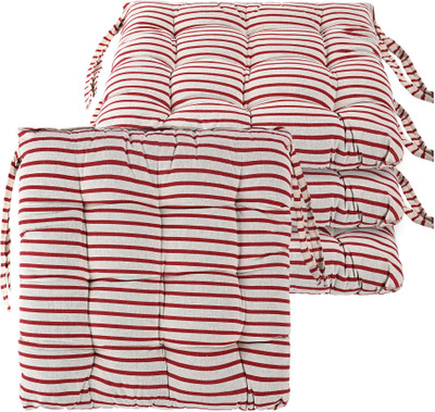 KUBER INDUSTRIES Microfibre Abstract Chair Pad Pack of 4(Maroon)