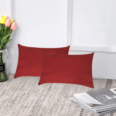 ORCHEED Microfibre Solid Sleeping Pillow Pack of 2(Red)