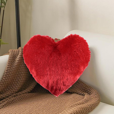 SARO Valentine Polyester Fibre Solid Cushion Pack of 1(Red)