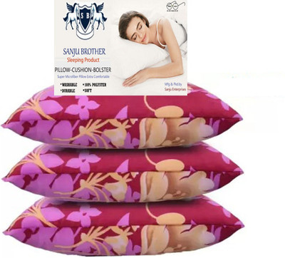 SANJU BROTHER LUXORY Microfibre Solid Sleeping Pillow Pack of 3(PINK & RED)