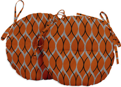 Vargottam Polyester Fibre Geometric Chair Pad Pack of 2(Orange2)