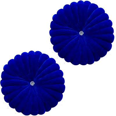 Shri Ganesh Handloom Polyester Fibre Solid Cushion Pack of 2(Dark Blue)