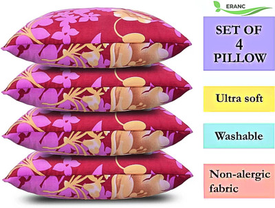 ERANC LUXURY Polyester Fibre Solid Sleeping Pillow Pack of 4(Pink)