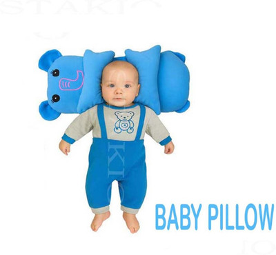 Stakio Microfibre Baby Pillow Pack of 1 Animals Newborns soft baby pillow suitable for 0 to 12 Months(Blue)