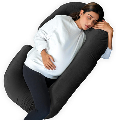 WINX ultra soft C shaped Polyester Fibre Solid Pregnancy Pillow Pack of 1(Black)
