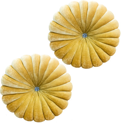 Shri Ganesh Handloom Polyester Fibre Solid Cushion Pack of 2(Yellow)