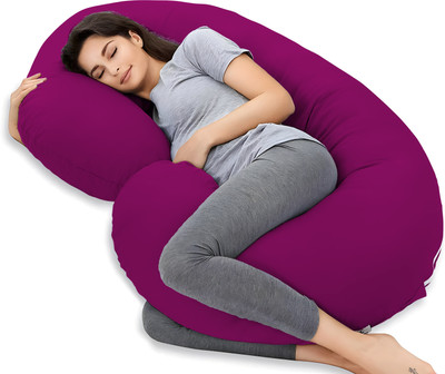 Mom's Moon Ultra Soft Comfortable C Shaped Microfibre Solid Pregnancy Pillow Pack of 1(Wine)