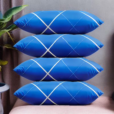 YPOLOIPO LUXURY Polyester Fibre Abstract Sleeping Pillow Pack of 4(Blue)