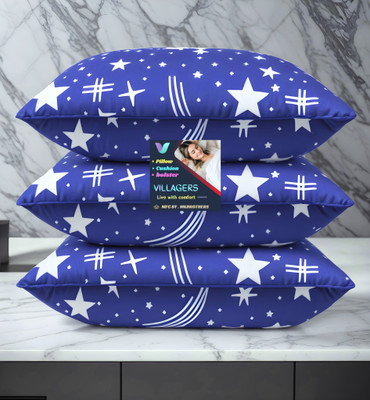 GAULPASTORES Blue Print Polyester Fibre Abstract Sleeping Pillow Pack of 3(Blue)