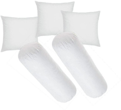 GTX Combo Set Of 2 Bolster & 3 Microfibre Solid Bolster Pack of 5(White)