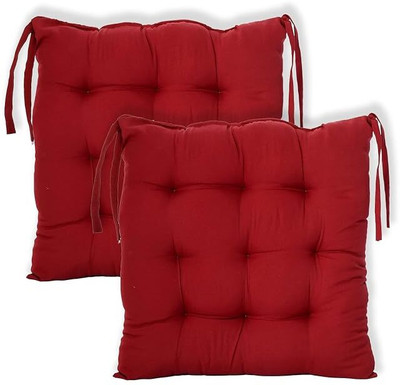RAMESHTH Cotton Solid Chair Pad Pack of 1(Red)