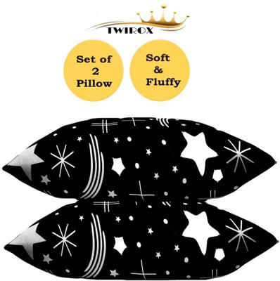 TWIROX LUXURY Microfibre Abstract Sleeping Pillow Pack of 2(Black)