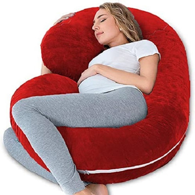 WILD MINT ultra soft c shaped pregnancy pillow Microfibre Solid Pregnancy Pillow Pack of 1(Red)