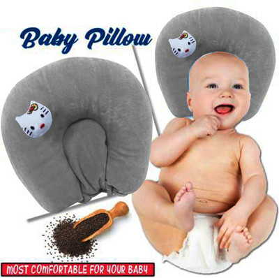 Kausbabi Mustard Seeds Baby Pillow Pack of 1 Solid(Grey)