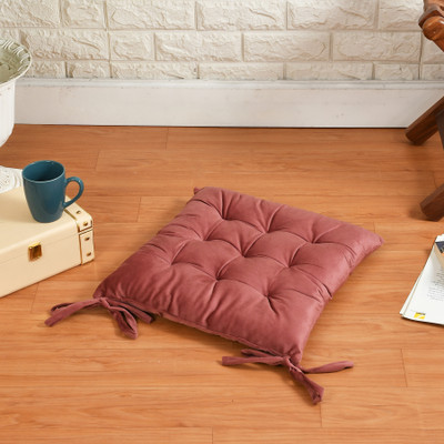 A CUBE LUXURY SOLUTIONS Polyester Fibre Solid Chair Pad Pack of 1(Peach)