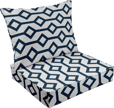 Vargottam Foam Geometric Chair Pad Pack of 2(Navy Blue1)