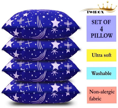 TWIROX LUXURY & SOFT Microfibre Abstract, Floral Sleeping Pillow Pack of 4(Blue)