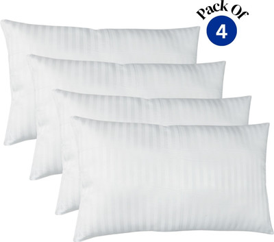 cubenexis Microfibre Sleeping Pillow Pack of 4 Stripes(White)