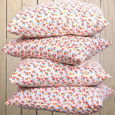 STOMIA Polyester Fibre Sleeping Pillow Pack of 4 Floral Pack Of 4 pillows(Multicolor)