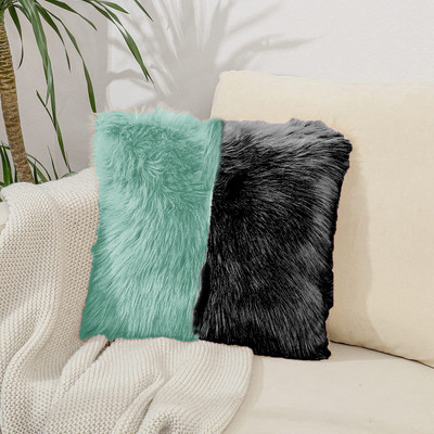 PriMaryHoMe Microfibre Solid Cushion Pack of 1(Black, Light Green)